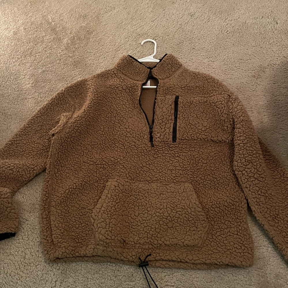 Fluffy Brown Zip Up
